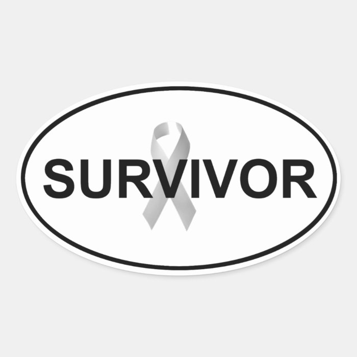 Cancer Survivor Euro Oval Sticker Decal