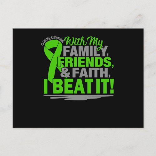 Cancer Survivor Faith Friends Family Green And Gre Announcement Postcard