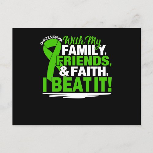 Cancer Survivor Faith Friends Family Green And Whi Invitation Postcard