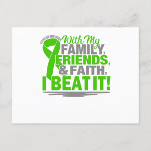 Cancer Survivor Faith Friends Family Green & Grey Invitation Postcard