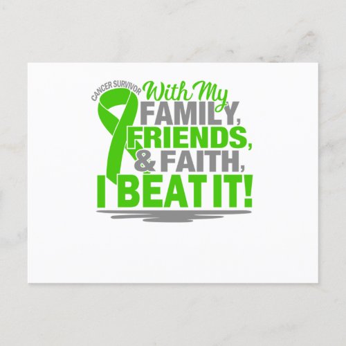 Cancer Survivor Faith Friends Family Green  Grey Invitation Postcard