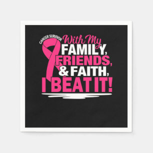 Cancer Survivor Faith Friends Family Pink And Whit Napkins