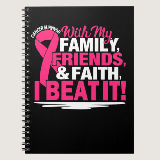 Cancer Survivor Faith Friends Family Pink And Whit Notebook