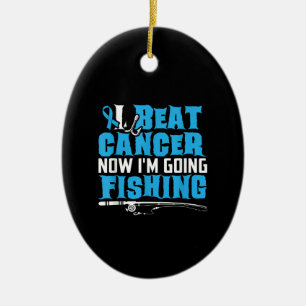 Cancer Survivor Fishing Gift Tee I Beat Cancer Ceramic Ornament