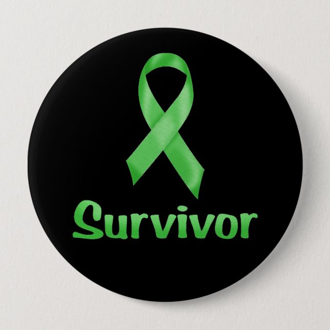 Cancer Survivor Green Pinback Button (Front)