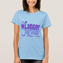 Cancer Survivor Lavender Flower Ribbon T-Shirt