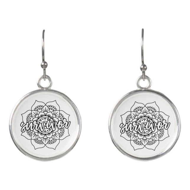 Cancer Survivor Mandala Earrings (Front)
