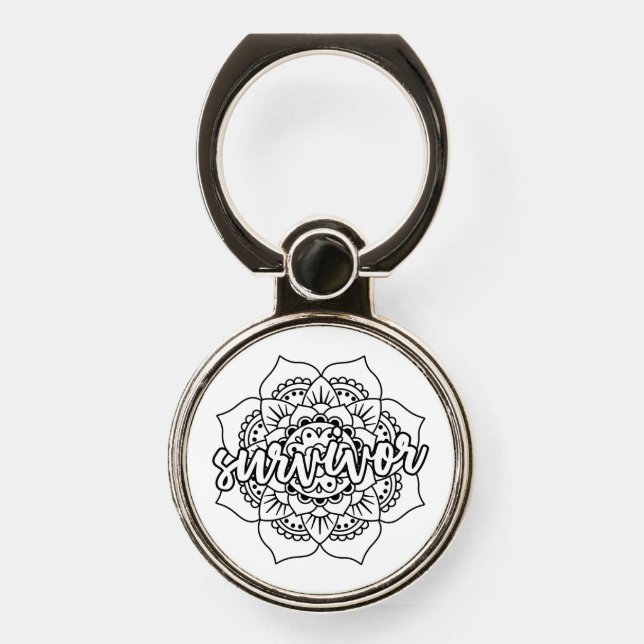 Cancer Survivor Mandala Phone Ring Stand (Front)