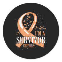 Cancer Survivor Peach Ribbon Endometrial Cancer Aw Classic Round Sticker