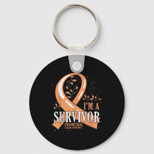 Cancer Survivor Peach Ribbon Endometrial Cancer Aw Keychain