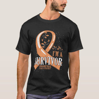 Cancer Survivor Peach Ribbon Endometrial Cancer Aw T-Shirt