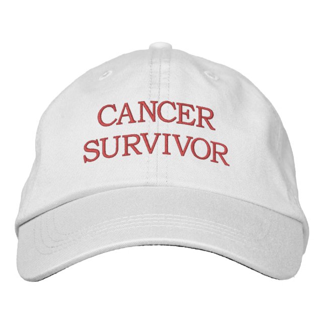 CANCER SURVIVOR - RED EMBROIDERED BASEBALL CAP (Front)