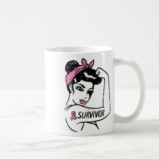 Cancer Survivor Rosie Riveter Pink Awareness Women Coffee Mug