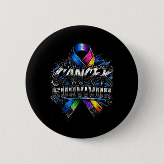Cancer Survivor Strong Awareness Ribbon Shirt Button