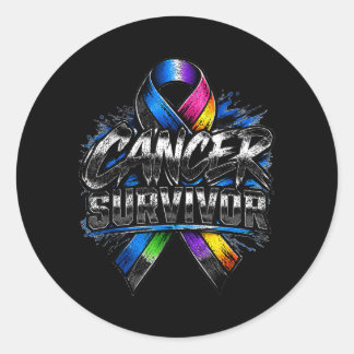Cancer Survivor Strong Awareness Ribbon Shirt Classic Round Sticker