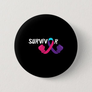Cancer Survivor Support Thyroid Cancer Awareness Button