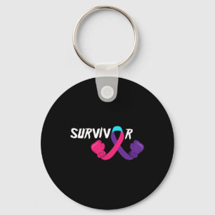 Cancer Survivor Support Thyroid Cancer Awareness Keychain