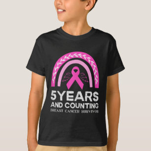 Cancer Survivor Tee 5 Years Cancer Free Pink Rainb