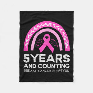 Cancer Survivor Tee 5 Years Cancer Free Pink Rainb Fleece Blanket