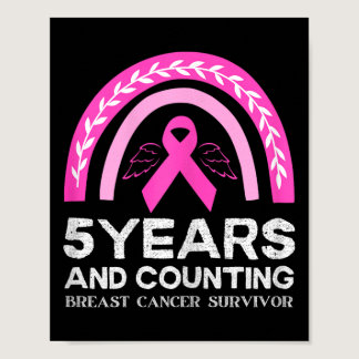 Cancer Survivor Tee 5 Years Cancer Free Pink Rainb Poster