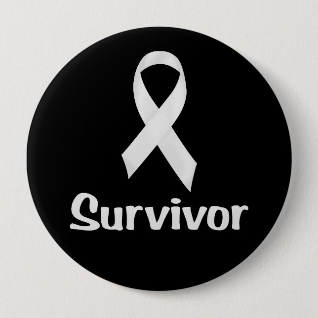 Cancer Survivor White Pinback Button (Front)