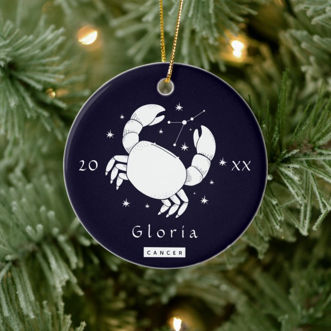 Cancer Symbol Zodiac Birthday Star Sign Name Year Ceramic Ornament (Tree)
