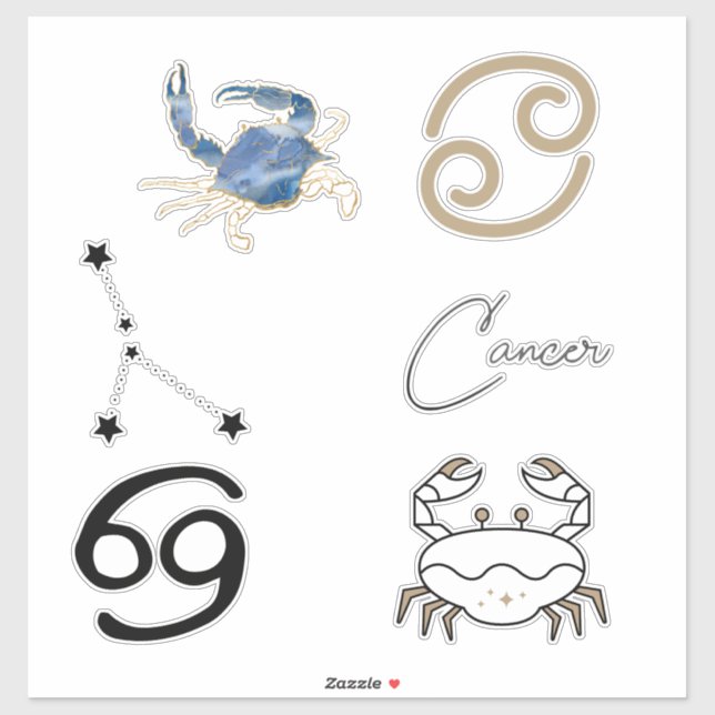 Cancer the crab astrology birthday zodiac gold sticker (Sheet)