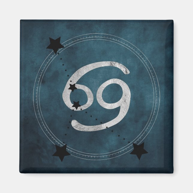 Cancer the Crab black silver zodiac constellation Magnet (Front)