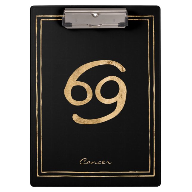 Cancer the crab hammered gold stylized astrology clipboard (Front)