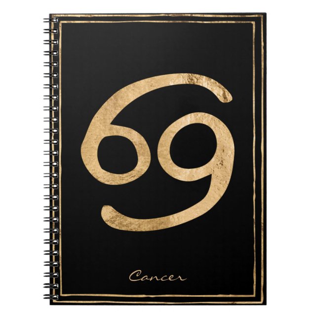 Cancer the crab hammered gold stylized astrology  notebook (Front)
