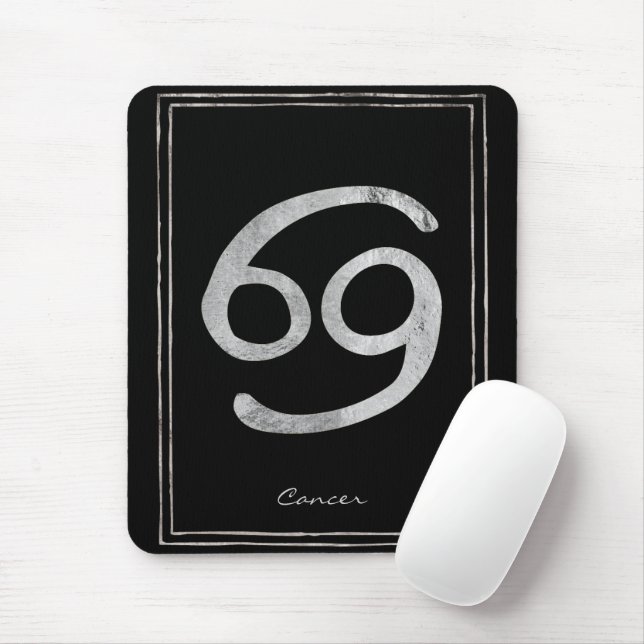 Cancer the crab hammered silver stylized astrology mouse pad (With Mouse)