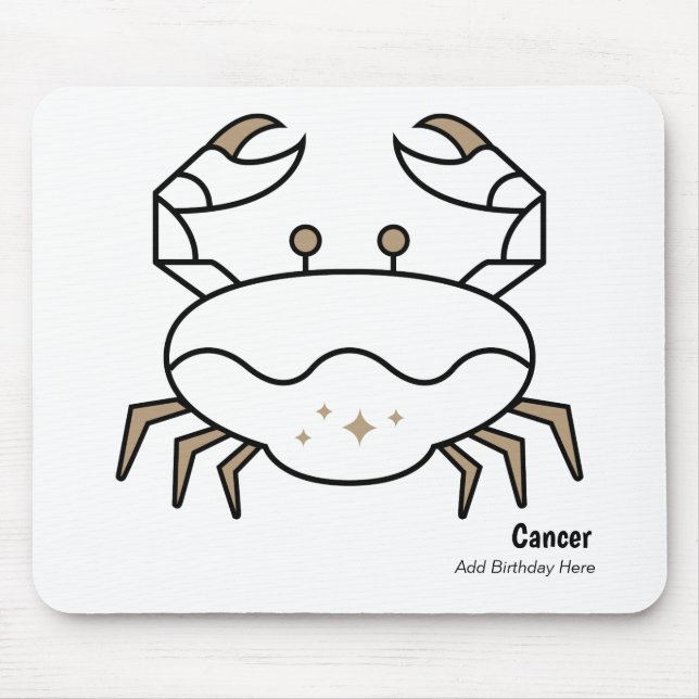 Cancer the crab personalized black gold zodiac mouse pad (Front)