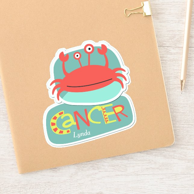 Cancer the Crab Zodiac Contour Sticker (Notebook)