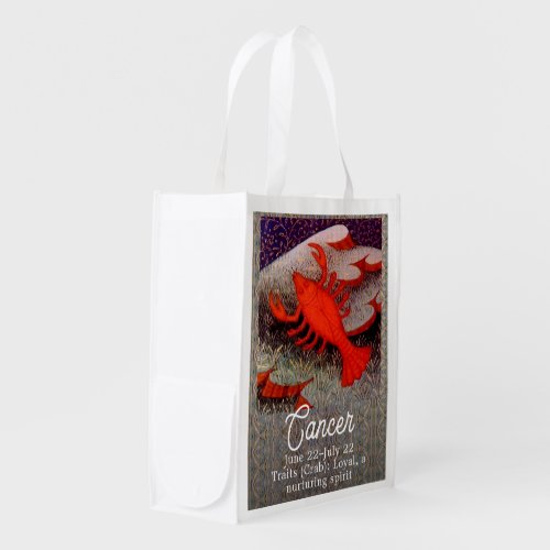 Cancer the Crab Zodiac Sign Birthday Party Grocery Bag