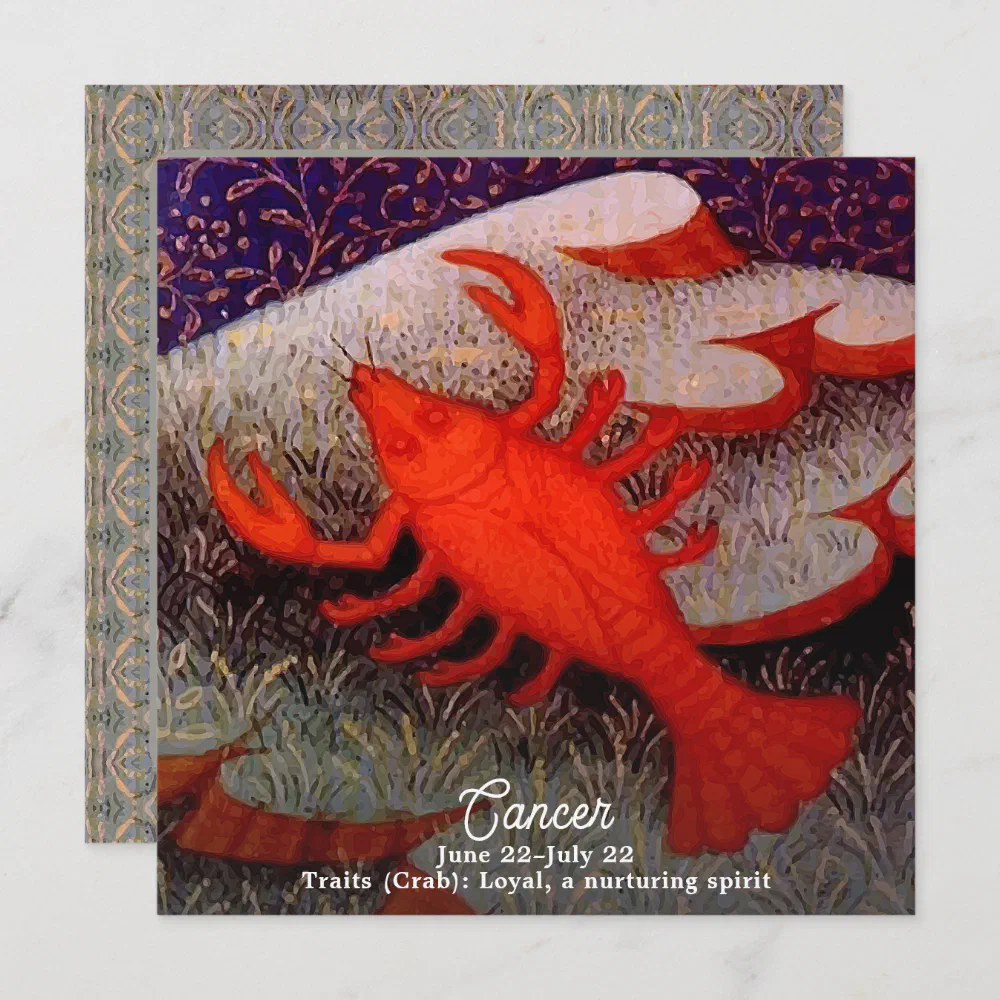 Cancer the Crab Zodiac Sign Birthday Party Invitation