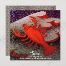 Cancer the Crab Zodiac Sign Birthday Party Invitation