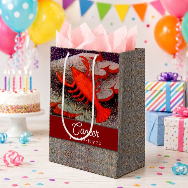 Cancer the Crab Zodiac Sign Birthday Party Medium Gift Bag (Cancer the Crab Zodiac Sign Birthday Party Medium Gift Bag)