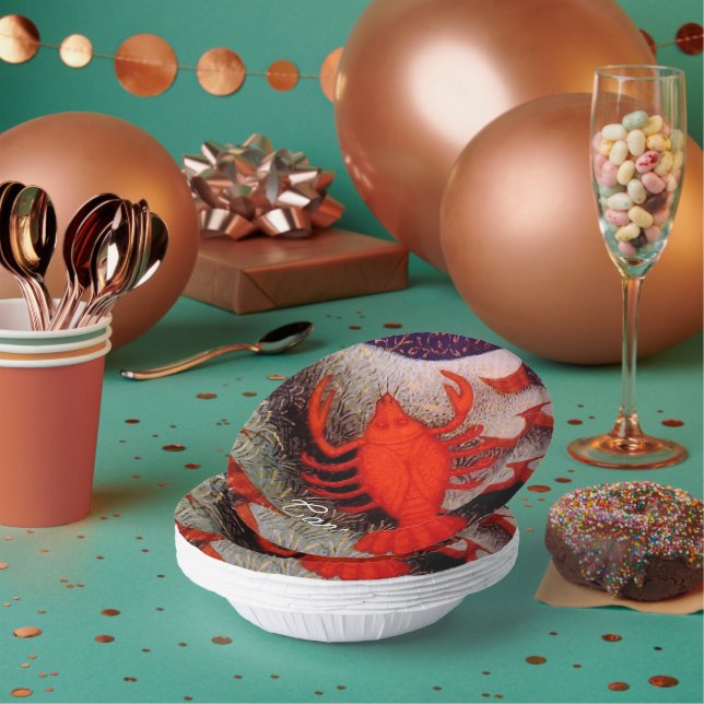 Cancer the Crab Zodiac Sign Birthday Party Paper Bowls (Multi)