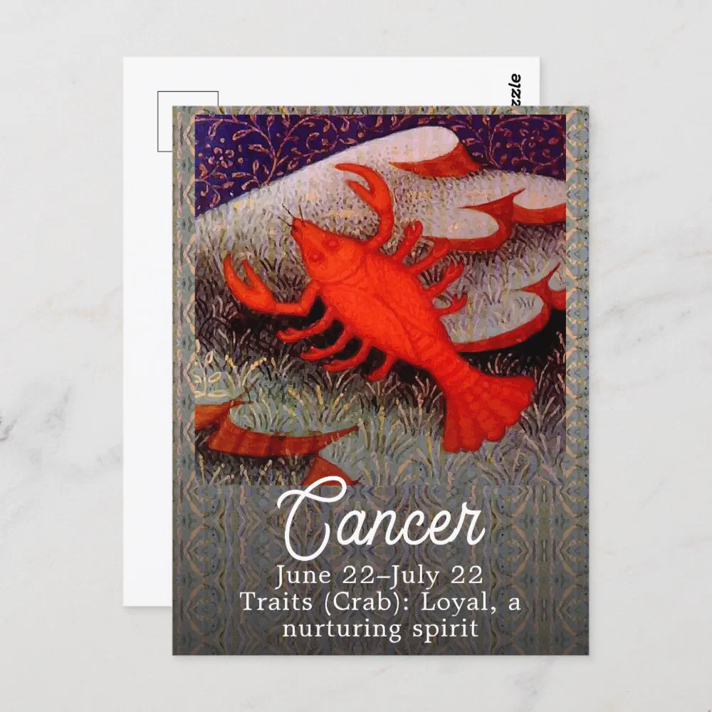 Cancer the Crab Zodiac Sign Birthday Party Postcard