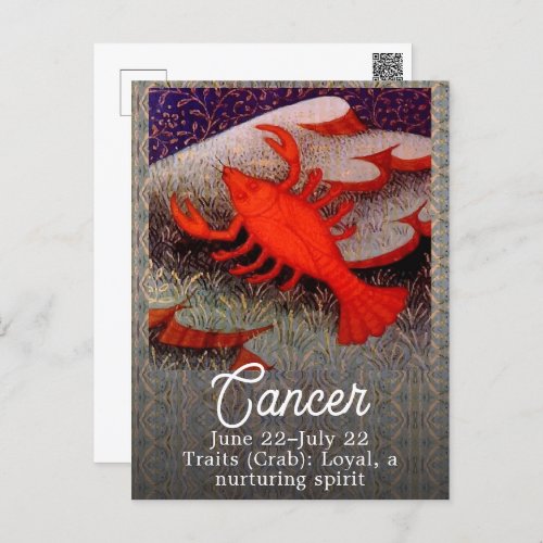 Cancer the Crab Zodiac Sign Birthday Party Postcard