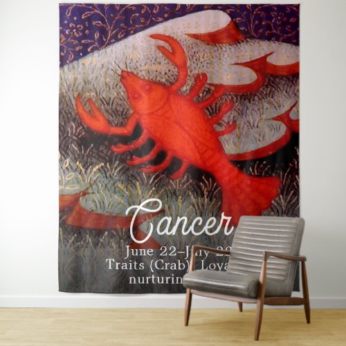 Cancer the Crab Zodiac Sign Birthday Party Tapestry