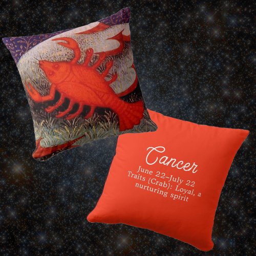 Cancer the Crab Zodiac Sign Birthday Party Throw Pillow