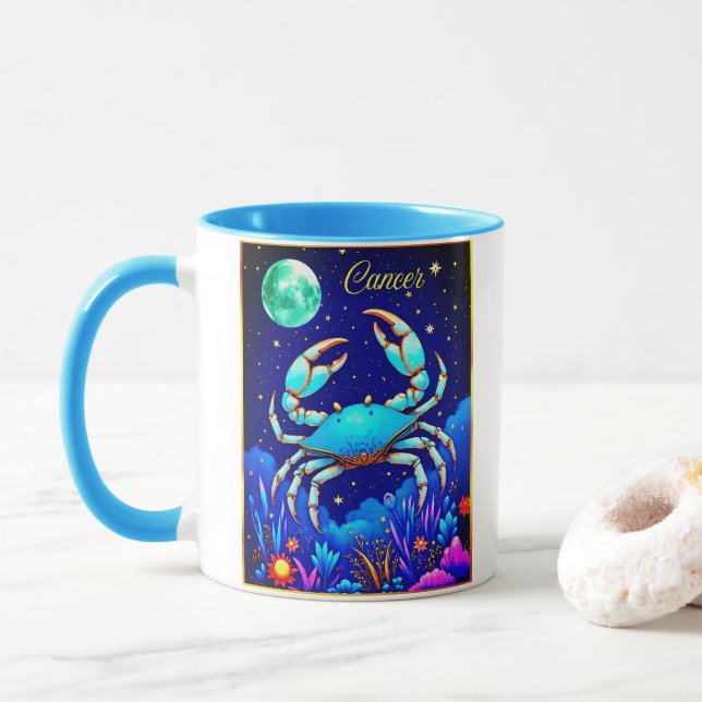 Cancer the Crab Zodiac Sign Mug (With Donut)