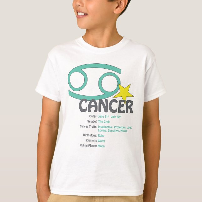 Cancer Traits Kids T-Shirt (Front)