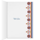 Cancer Treatment Support Card Rangoli Border, Blue (Inside (Right))