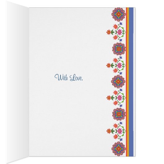 Cancer Treatment Support Card Rangoli Border, Blue (Inside (Right))