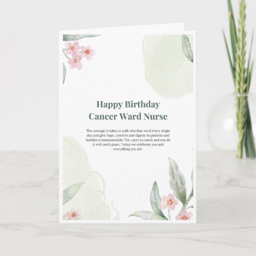Cancer Ward Nurse Birthday Card — Happy Birthday