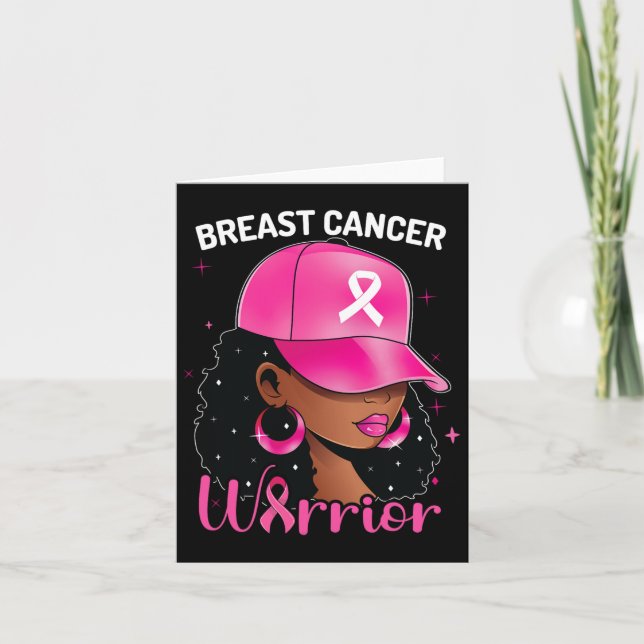 Cancer Warrior Black Woman Breast Cancer Awareness Card (Front)