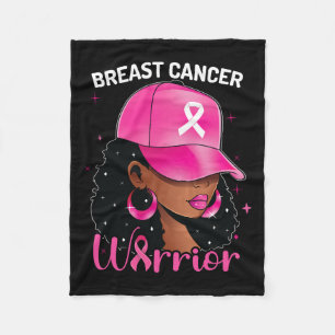 Cancer Warrior Black Woman Breast Cancer Awareness Fleece Blanket