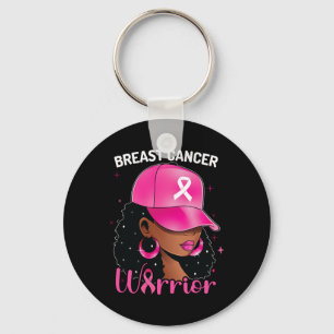 Cancer Warrior Black Woman Breast Cancer Awareness Keychain